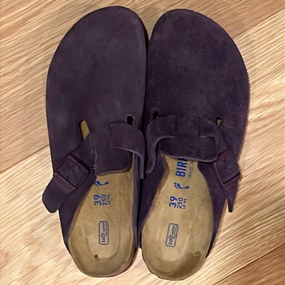 Birkenstock Boston Purple Suede leather size 39 like new